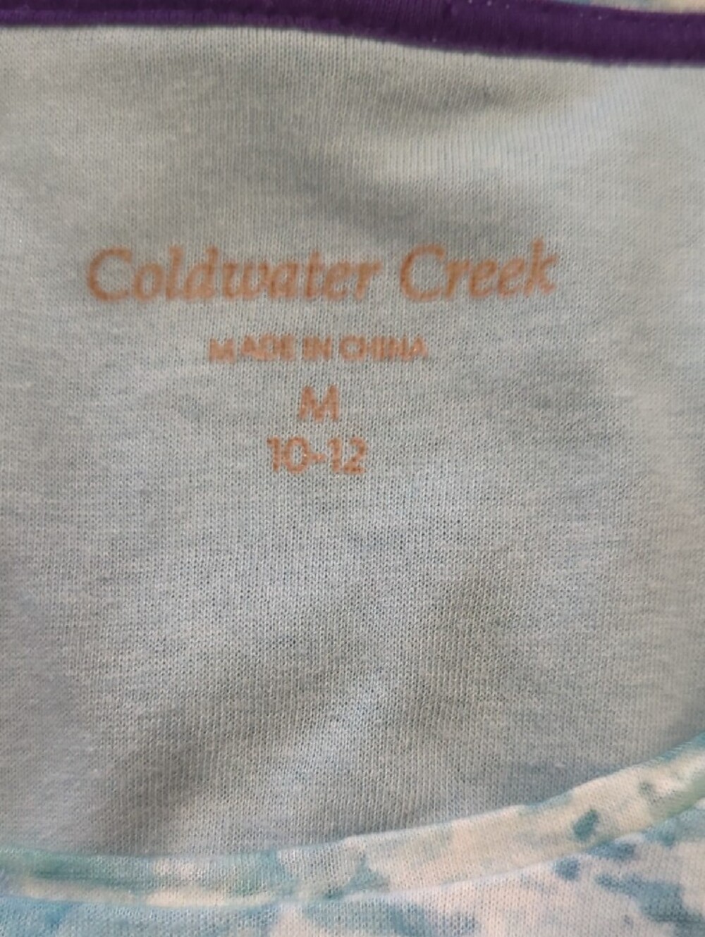 Coldwater Creek Aqua Multicolor Floral Wash Long-Sleeve Top - Picture 5 of 6